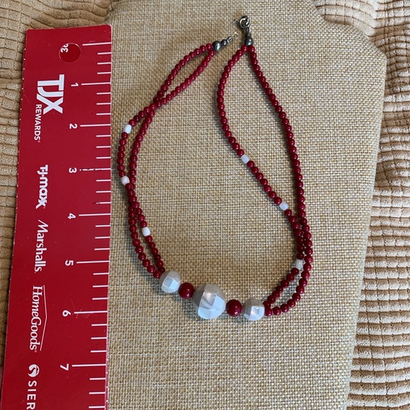 Red coral and mother of pearl necklace. Vintage - Picture 4 of 5